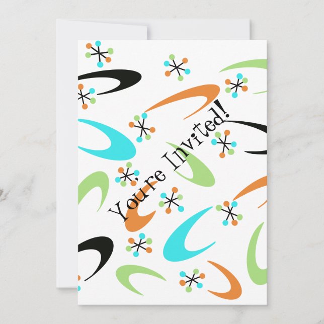 Atomische Party Einladung Mitte des Jahrhunderts (Vorderseite)