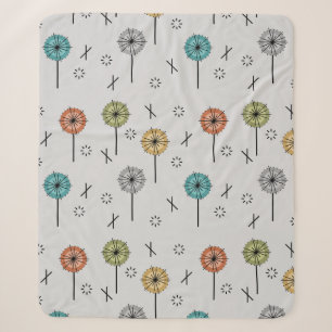 Atomische Retro-Blume mehrfarbig Sherpadecke