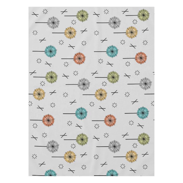 Atomische Retro-Blume mehrfarbig Tischdecke (Vorderseite)