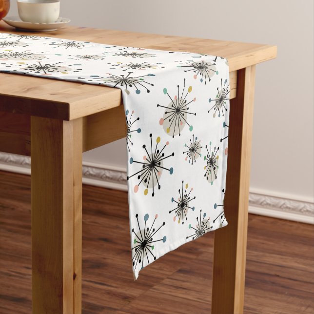 Atomische Sternexplosion Mitte Jahrhundert Moderne Kurzer Tischläufer (Beispiel)