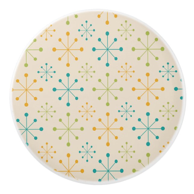 Atomische Sternexplosion Orange Aquamarin Green Mi Keramikknauf (Vorderseite)