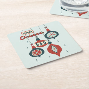 Atomische Weihnachtszeit Mitte des Jahrhunderts Rechteckiger Pappuntersetzer