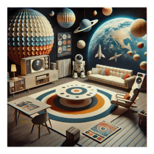 Atomischer futuristischer Weltraum-Kinder-Spielzim Poster