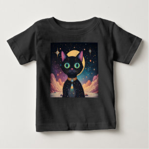 Atomistische futuristische kosmische schwarze Katz Baby T-shirt