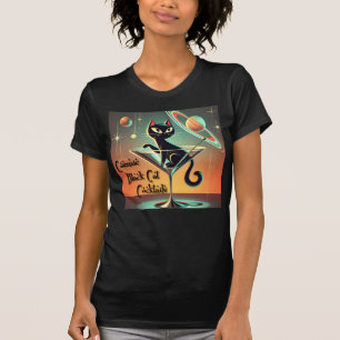 Atomistische futuristische kosmische schwarze Katz T-Shirt