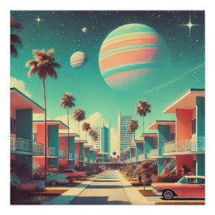 Atomistische futuristische neue Florida-Wohnungen Poster