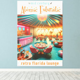 Atomistische futuristische Retro-Florida-Lounge Leinwanddruck