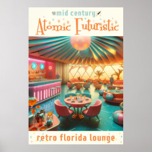 Atomistische futuristische Retro-Florida-Lounge Poster