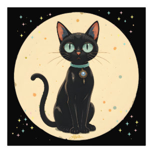 Atomistische futuristische schwarze Katzenmond Fotodruck