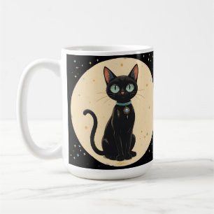 Atomistische futuristische schwarze Katzenmond Kaffeetasse