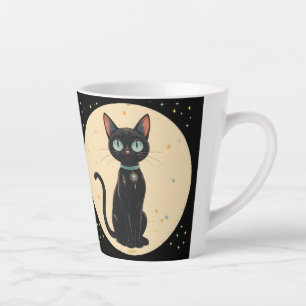 Atomistische futuristische schwarze Katzenmond Milchtasse