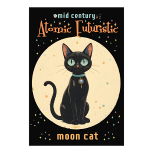 Atomistische futuristische schwarze Katzenmond mit Fotodruck