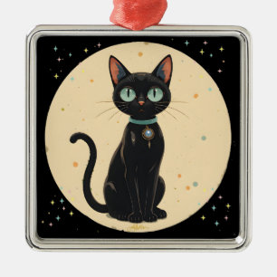 Atomistische futuristische schwarze Katzenmond Ornament Aus Metall