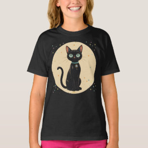 Atomistische futuristische schwarze Katzenmond T-Shirt