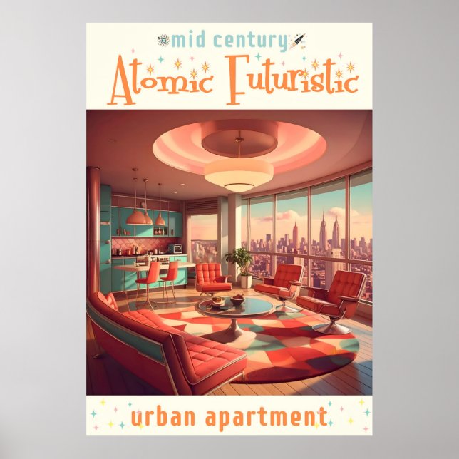 Atomistische futuristische Stadtwohnung Poster (Vorne)