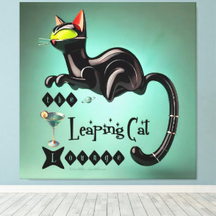 Atomistische futuristische The Leaping Cat Lounge Leinwanddruck