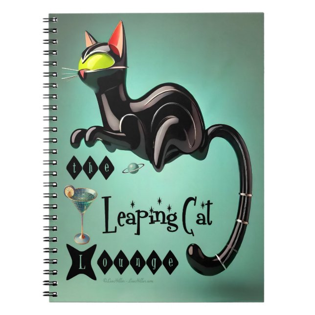 Atomistische futuristische The Leaping Cat Lounge Notizblock (Vorderseite)