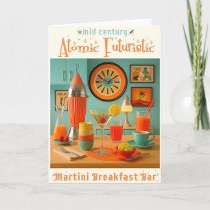 Atomistische Retro-Futuristische Martini-Frühstück Karte