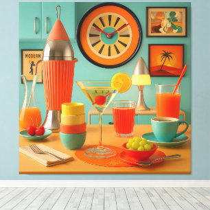 Atomistische Retro-Futuristische Martini Frühstück Leinwanddruck