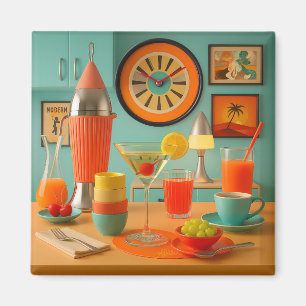 Atomistische Retro-Futuristische Martini Frühstück Magnet