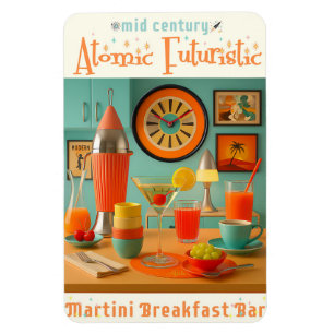 Atomistische Retro-Futuristische Martini-Frühstück Magnet