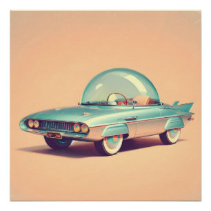 Atomistischer futuristischer Blaster-Bubble-Car Poster