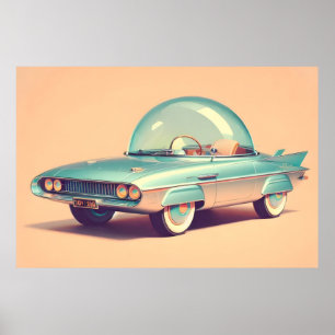 Atomistischer futuristischer Blaster-Bubble-Car Poster