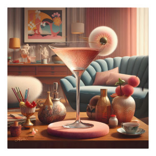 Atomistischer futuristischer Kirschblüten-Martini Fotodruck