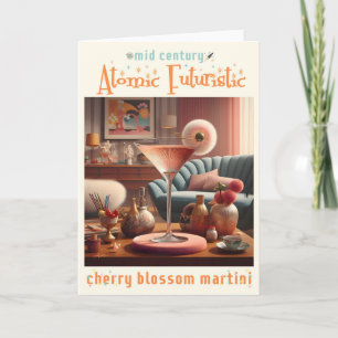 Atomistischer futuristischer Kirschblüten-Martini Karte