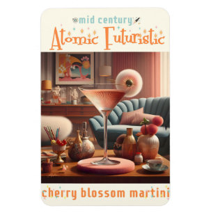 Atomistischer futuristischer Kirschblüten-Martini Magnet