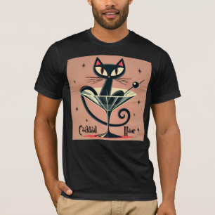 Atomistischer futuristischer Weltraum-Schwarze-Kat T-Shirt