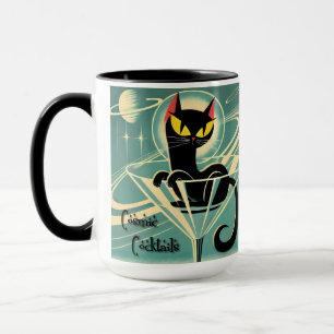 Atomistischer futuristischer Weltraum-Schwarze-Kat Tasse
