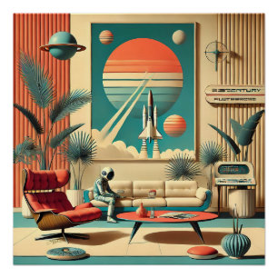 Atomistisches futuristisches Florida Space Age-Fam Poster