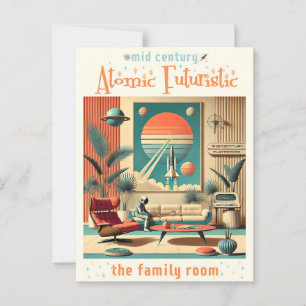 Atomistisches futuristisches Florida Space Age-Fam Postkarte