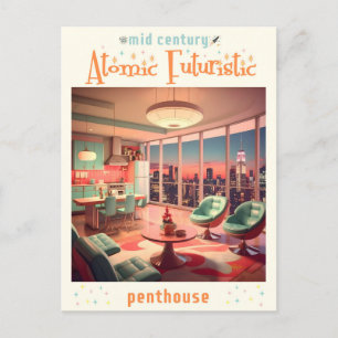 Atomistisches futuristisches Penthouse-Apartment Postkarte