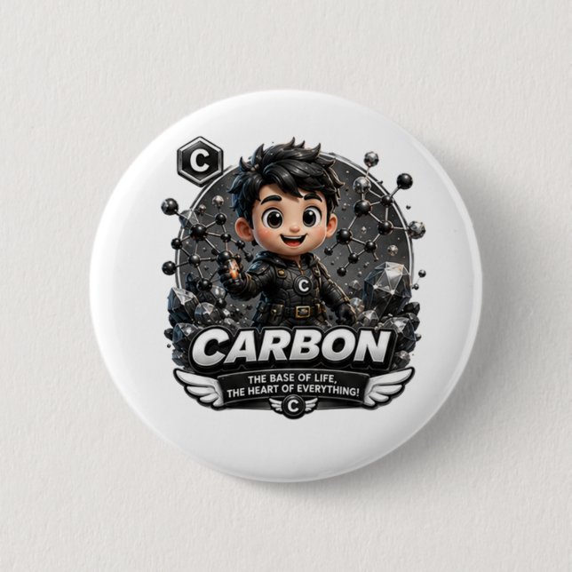 ATOMIVRA Kohlenstoff Charakter Button (Vorderseite)