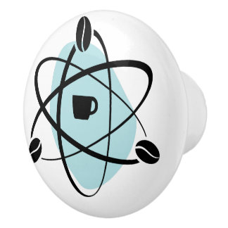 Atomkaffeebohnen in den aquamarinen Fach-Zügen Keramikknauf