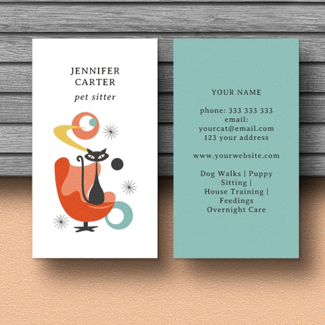 ATOMKATZE AUF EINEM STUHL MITTE DES JAHRHUNDERTS P VISITENKARTE (Von Creator hochgeladen)