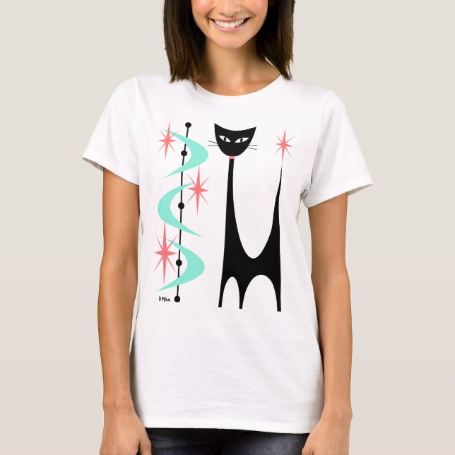 Atomkatze aus dem Mittelalter mit Aqua Boomerangs T-Shirt (Vorderseite)