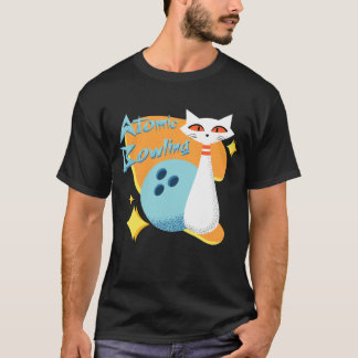 Atomkatze im Mid-Century-Modern-Bowling-Design T-Shirt