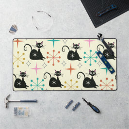 Atomkatze Mitte des Jahrhunderts mit Sternexplosio Schreibtischunterlage