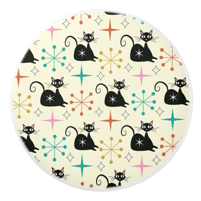 Atomkatzen aus der Mitte des Jahrhunderts mit Ster Keramikknauf (Vorderseite)