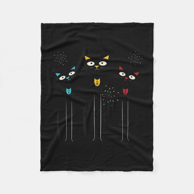 Atomkatzen Pink Bows Schwarze Kätzchen Mcm Girl Fleecedecke (Vorderseite)