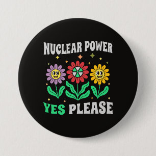 Atomkraft ja, bitte lächelnde Blumen Button