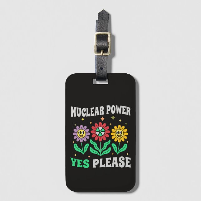 Atomkraft ja, bitte lächelnde Blumen Gepäckanhänger (Vorderseite Vertikal)