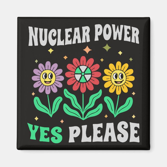 Atomkraft ja, bitte lächelnde Blumen Magnet (Vorne)
