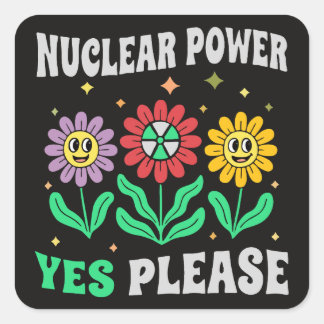 Atomkraft ja, bitte lächelnde Blumen Quadratischer Aufkleber