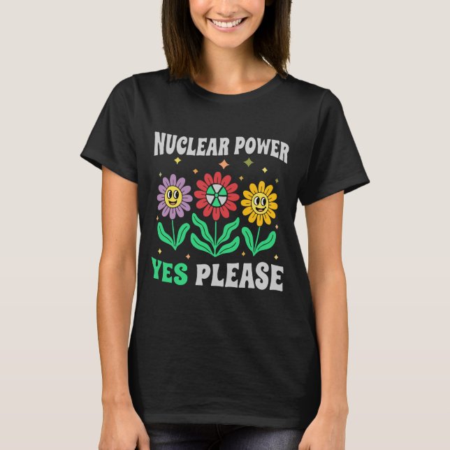 Atomkraft ja, bitte lächelnde Blumen T-Shirt (Vorderseite)