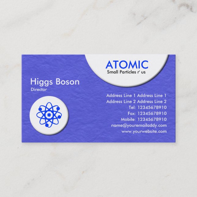 Atomkreise - blaue gestrichene Papiertextur Visitenkarte (Vorderseite)