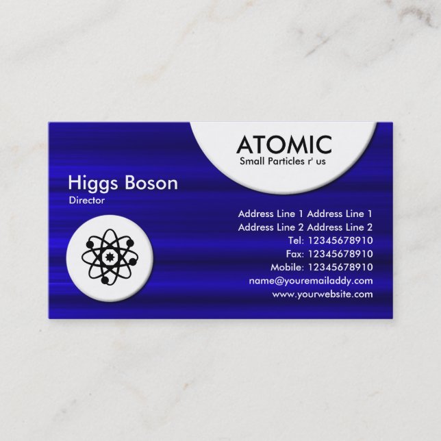 Atomkreise - Blaugebürstete Textur Visitenkarte (Vorderseite)